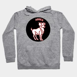 Aries Astrology Zodiac Sign - Aries  Ram Astrology Birthday Gifts Ideas - Black and White with Red Glow Hoodie